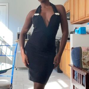 Susan Roselli Classic Black Halter Top Dress